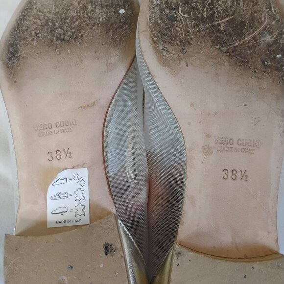 PANCALDI for Diane B. vero cuoio womens 38.5 metallic luxury balletcore flat - Picture 6 of 6